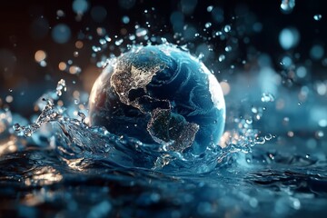 The Earth in Motion: A Stellar Blend of Water Worlds and Celestial Blue Illuminations