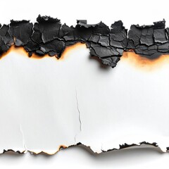 Torn white paper, charred edge, with burn marks