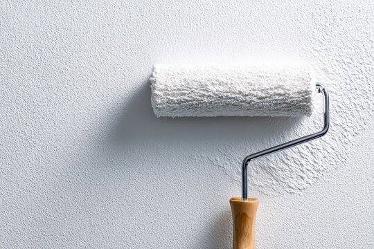 壁にペンキを塗る作業の様子