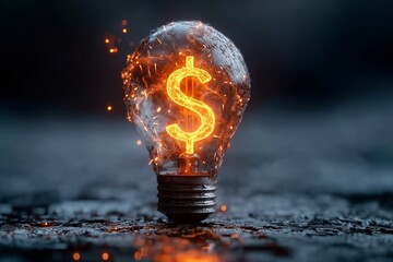 Illuminating Wealth: A Glowing Lightbulb with Dollar Symbol Represents Financial Inspiration
