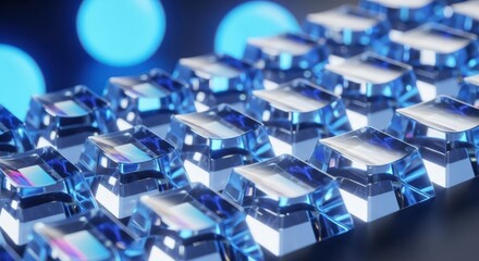 Obraz premium Crystal Keyboard Keys Digital Art Blue Bokeh