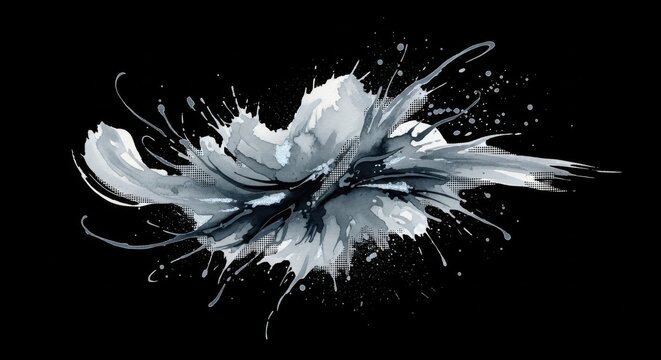 Abstract Watercolor Splash Explosion Black Background - Powered by Adobe