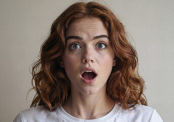 Surprised woman with red hair