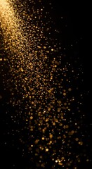 Golden Glitter Particles Falling Black Background