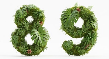 Green Numbers Eight Nine Lush Plants