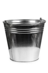 Empty galvanized metal bucket isolated on white background clipping paths included