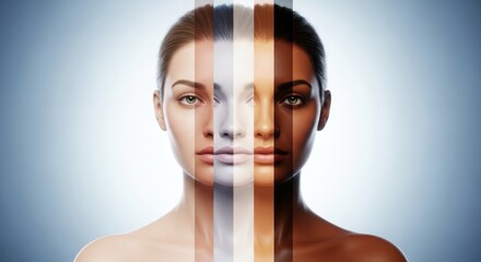 Diverse Human Skin Tones Split Face Abstract