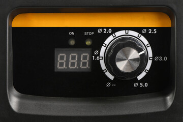 Welding machine digital control panel with knob and display