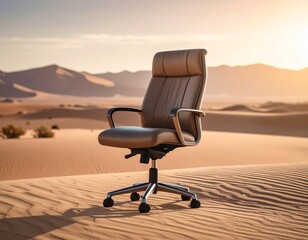 Office chair in a desert