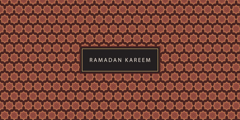 Ramadan Kareem window and mosque backgrounds. Eid mubarak or Modern Islamic greeting cards, Poster and social media banner template with geometric pattern overlay effect in trendy warming brown colors