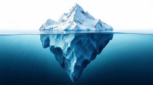 Majestic iceberg glowing in sunlight above calm deep blue ocean