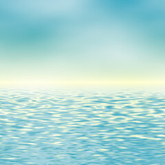 Obraz premium Blue wavy ocean, sky with white clouds. Wallpaper texture.