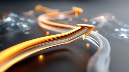 Abstract representation of fluid motion with dynamic arrows illustrating growth, progress, and direction in a modern digital environment