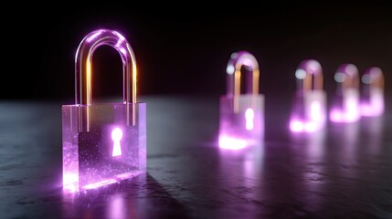 Abstract depiction of glowing secured locks symbolizing digital protection and cybersecurity in a modern technology context