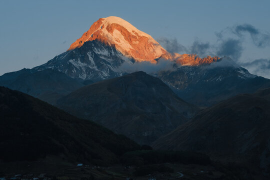 Mount Kazbek (Kazbegi) at Sunrise, Georgia