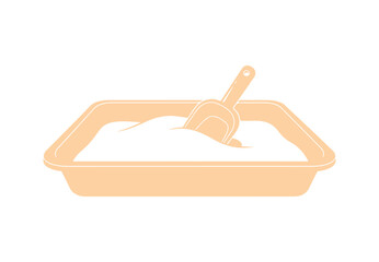 Sand Tray and Scoop glyph icon vector. Sand Tray and Scoop Sign. isolated symbol illustration.
