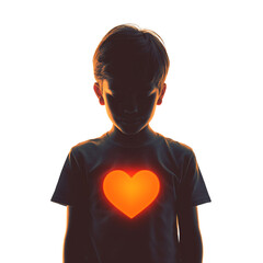
 Boy with Heart Shadow Near Chest Subtle Emotional Romance Clipart PNG, Transparent Background	