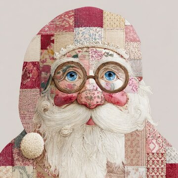 Colorful Patchwork Santa Claus