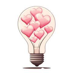 Adorable Heart-Shaped Light Bulb &ndash; Soft Pink Kawaii Clipart  PNG, Transparent Background	