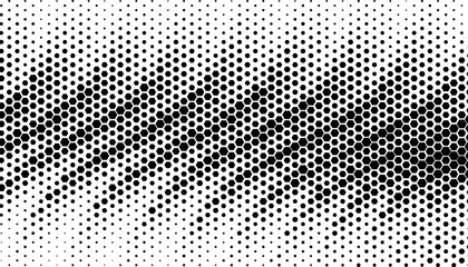 Black and white abstract halftone of hexagon pattern with smooth dynamic effect for sporty and modern background. Vector Format Illustration 