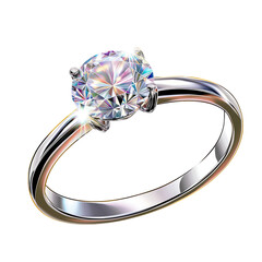 Engagement Diamond Ring with Starburst Glow &ndash; Romantic Clipart PNG, Transparent Background	