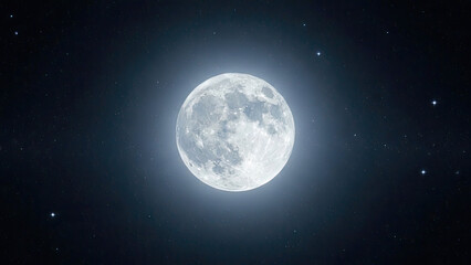 Full moon shining brightly in the night sky