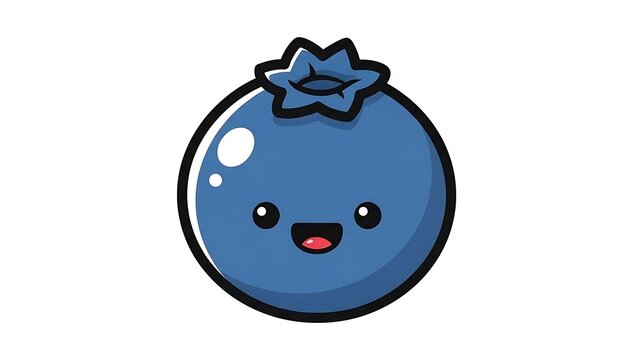 Blueberry Cartoon Character with Smiling Face.