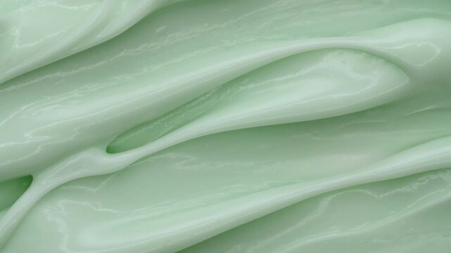 Moisturising creme swatch motion with spatula. Skin care light creamy cosmetic beauty product smudge closeup video. Cream texture footage. Skincare cosmetics sunscreen lotion mousse close up. 4k