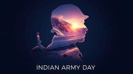 Indian army day celebration with soldier silhouette