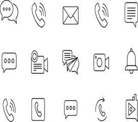 Communication and Messaging Icons Including Speech Bubbles Phone Mail and Video Keywords: communication, messaging, chat