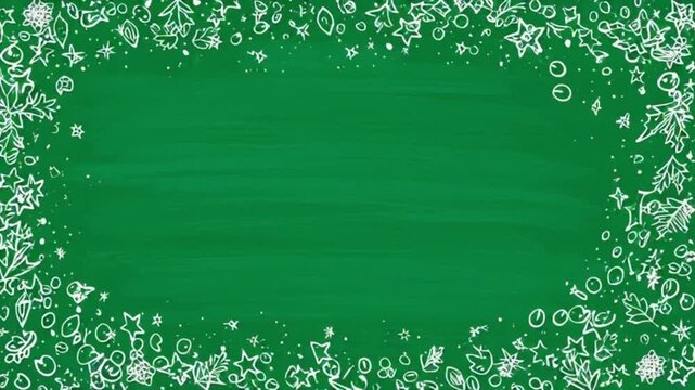 Dark green chalkboard texture background with subtle white snowflake border motion graphic for Christmas holiday message and winter seasonal school announcement template design