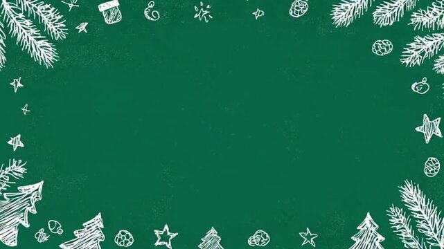 Dark green Christmas background with subtle light effects and snowflake border motion graphic for festive holiday celebration and winter seasonal announcement template design