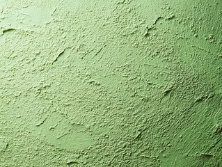 Obraz premium Textured Green Wall Surface with Rough, Impasto Plaster and Organic Unevenness, Abstract Background for Design