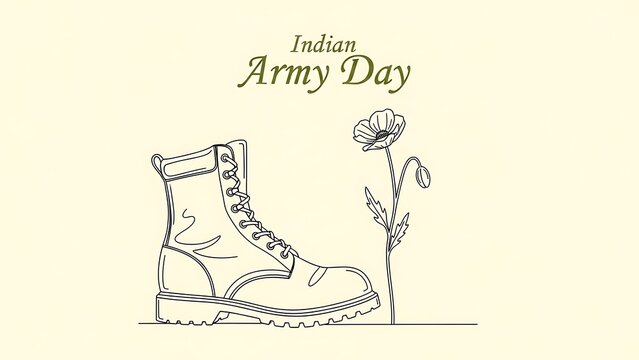 Indian army day illustration with boot and flower