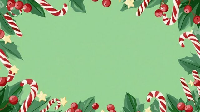 Pale green background with minimalist snowflake patterns motion graphic for Christmas holiday celebration and winter seasonal greeting card invitation template design