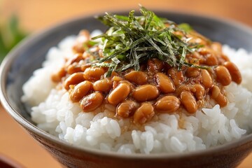 Japanese natto rice bowl