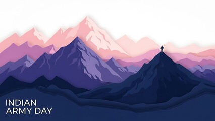 Fototapeta premium Indian army day illustration with mountain landscape