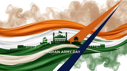 Indian army day celebration with national flag and monument