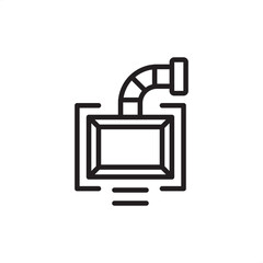 Industrial HVAC ductwork icon, featuring a ventilation unit with an air exhaust pipe, symbolizing indoor air quality, climate control systems, and mechanical engineering for factory ventilation.