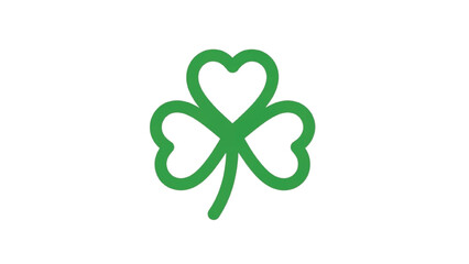 Fototapeta premium Green Shamrock Symbol on White Background clover luck
