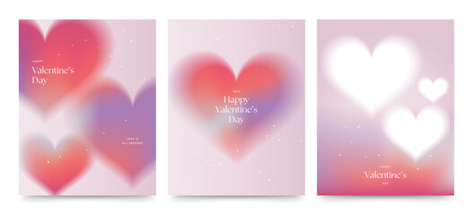 Valentines Day Flyer Poster Template in Modern Y2K Style, Pink Hues with Blurred Love Heart Concept