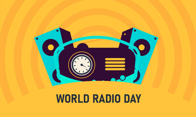 World Radio Day Poster Banner and Background Design Template Celebrating Radio Broadcasting, Media Freedom, Communication, and Global Information Awareness Campaign