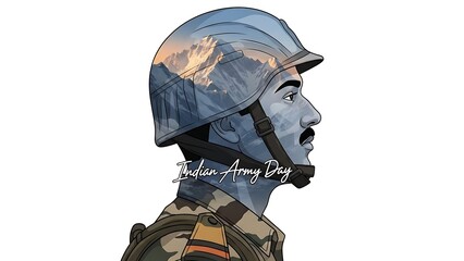 Indian army soldier profile illustration for indian army day