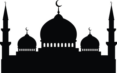 Silhouette of a mosque with domes and minarets © MST RASHIDA KHANOM