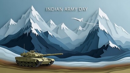 Indian army day celebration with tank and fighter jet