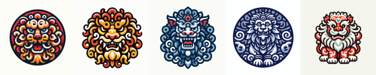 Lion vector icon. Lunar. Vector, minimalist, illustration, icon set.