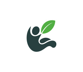 Human figure with leaf logo