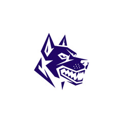 Aggressive canine mascot logo