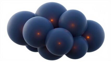 Cluster of dark blue spheres with glowing orange centers