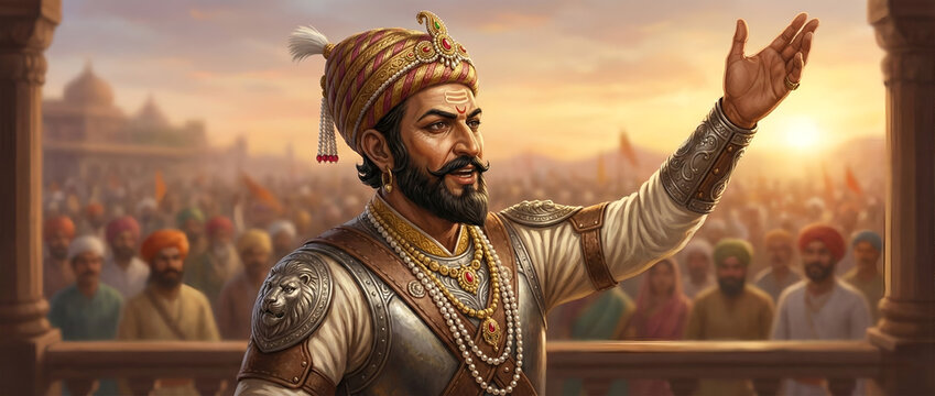 Chatrapati Shivaji Maharaj Addressing Army From Fort